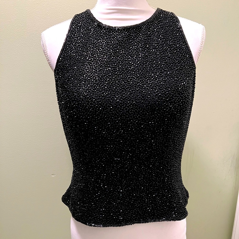 Cecily Brown fully beaded black bodice EUC-L